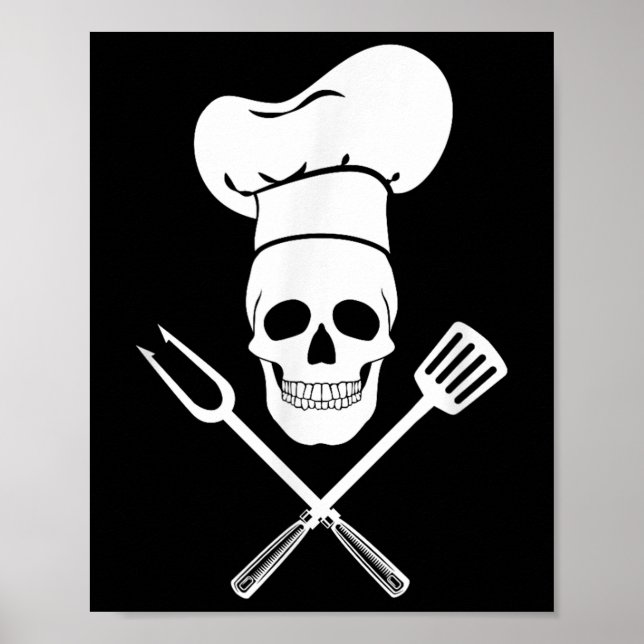 Koch Hat Cook Skull Kitchen Grillen Barbecue Tools Poster (Vorne)
