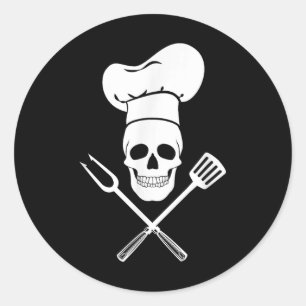 Koch Hat Cook Skull Kitchen Grillen Barbecue Tools Runder Aufkleber