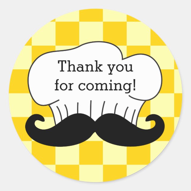Koch Hat Mustache Italienisches Pizza Party Vielen Runder Aufkleber (Vorderseite)