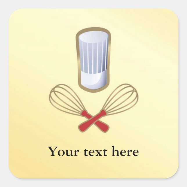 Koch Hat Personalisiert Labels Quadratischer Aufkleber (Vorderseite)