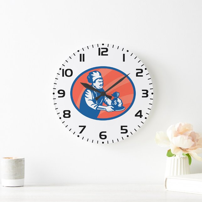 Koch Holding Money Bag Restaurant Finance Große Wanduhr (Von Creator hochgeladen)