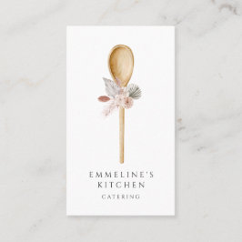 Koch Holzlöffel mit blumengeschmücktem Catering Visitenkarte
