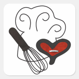 Koch Hut Kochen Liebe Quadratischer Aufkleber