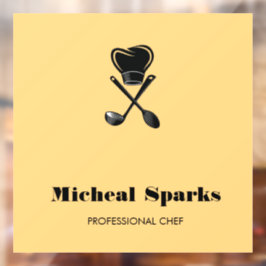 Koch Hut und Löffel Beige Silhouette Fensteraufkleber