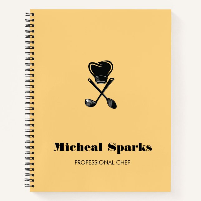 Koch Hut und Löffel Beige Silhouette Notizbuch (Vorderseite)