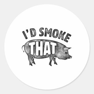 Koch Ich rauche, dass Schweinefleisch Grillen Barb Runder Aufkleber