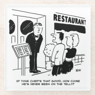 Koch im Restaurant nicht im Cartoon Glasuntersetzer