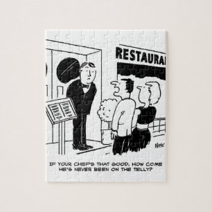 Koch im Restaurant nicht im Cartoon Puzzle