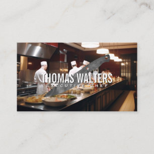 Koch in der Küche   Metallmesser Visitenkarte