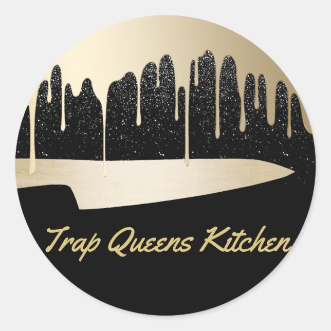 Koch Knife Catering Restaurant Modernes Black & Go Runder Aufkleber (Vorderseite)