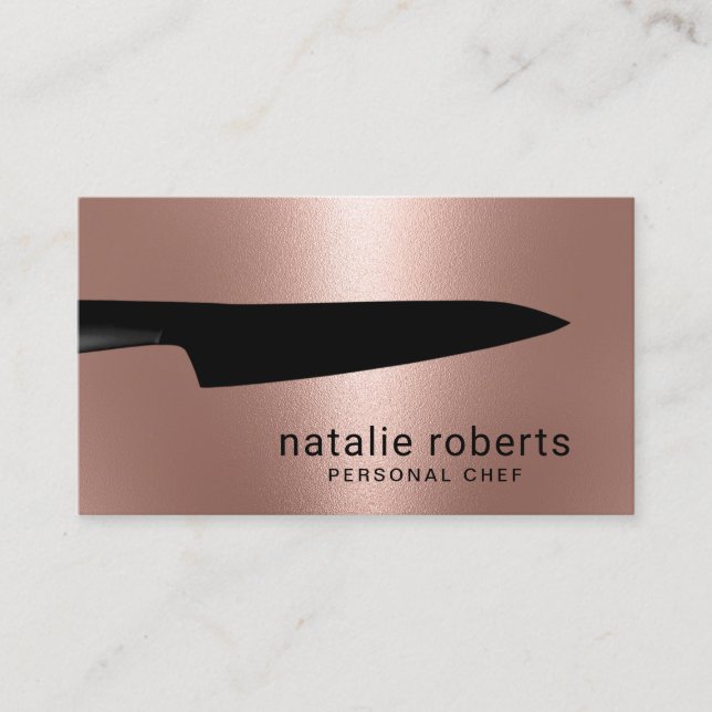 Koch Knife Moderne Rose Gold Metallic Visitenkarte (Vorderseite)