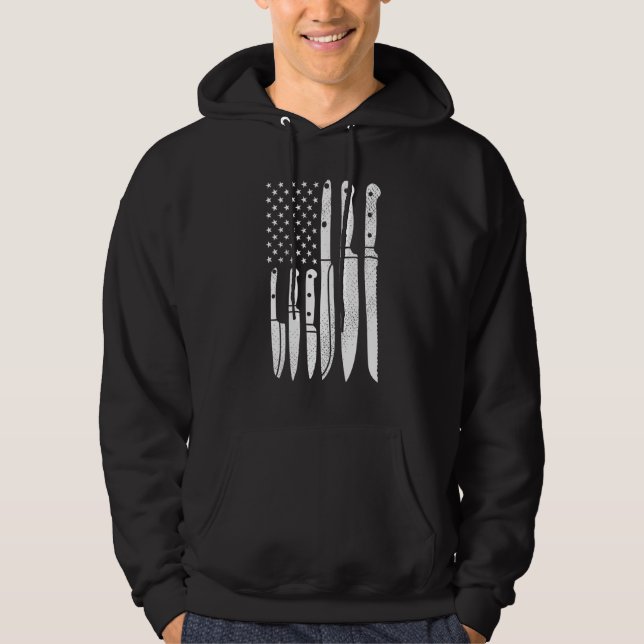 Koch Knives Cooking Utensil Cook Cooking US Flag J Hoodie (Vorderseite)