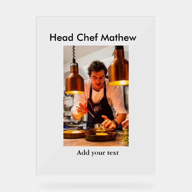 Koch Koch hinzufügen Namen Männer Küche Bäckerei Acrylschild (Vorderseite)