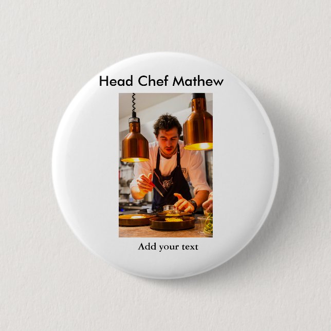 Koch Koch hinzufügen Namen Männer Küche Bäckerei Button (Vorderseite)