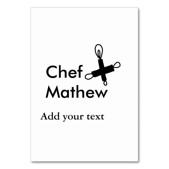 Koch Koch hinzufügen Namen Männer Küche Bäckerei Tischnummer (Vorderseite)