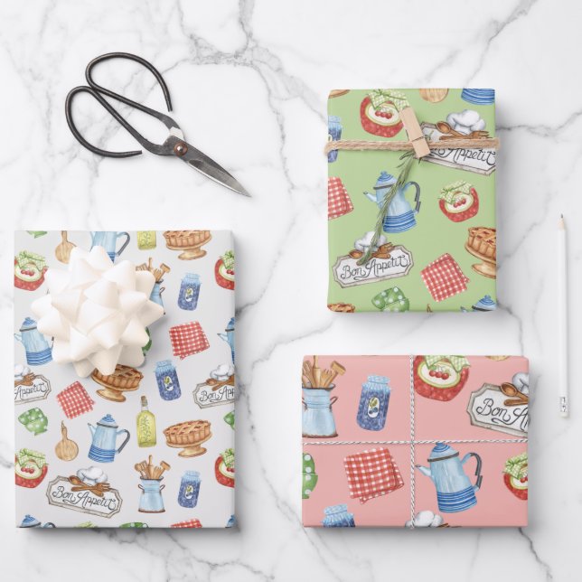 Koch Koch Küche Kochen Lover Wrapping Papier Set (Vorderseite)