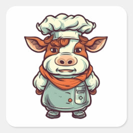 Koch Kuh Niedlicher Zuchtbetrieb Quadratischer Aufkleber