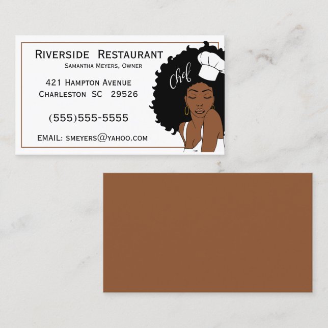Koch Lady Africian American Woman Business Card Visitenkarte (Vorne/Hinten)