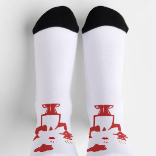 Koch mit einer Schüssel Suppe Socken