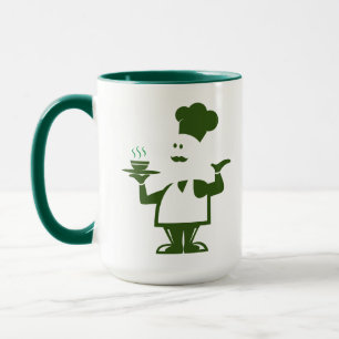 Koch mit einer Schüssel Suppe Tasse