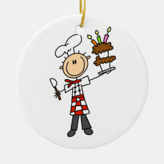 Koch mit Geburtstags-Kuchen Keramikornament