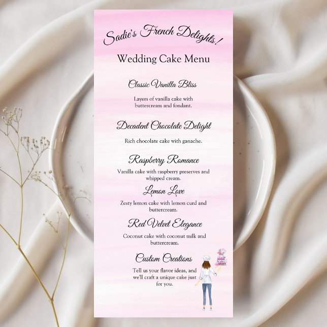 Koch mit Hochzeitstorte Menükarte (A wonderful wedding cake sample menu to lure your customers to trying and buying!)