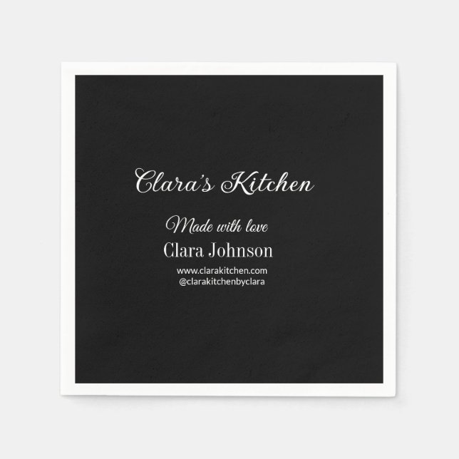 Koch mit Kochecke und Name des Restaurants Serviette (Vorderseite)