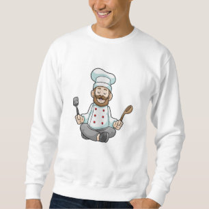 Koch mit Kochen Schürze bei Yoga Sweatshirt