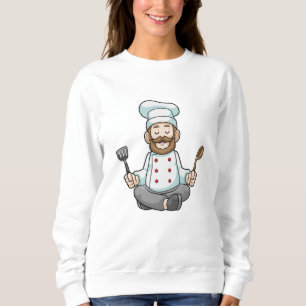 Koch mit Kochen Schürze bei Yoga Sweatshirt