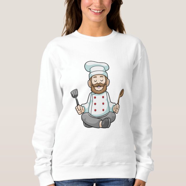 Koch mit Kochen Schürze bei Yoga Sweatshirt (Vorderseite)