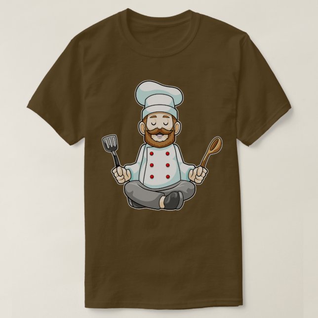 Koch mit Kochen Schürze Holzlöffel bei Yoga T-Shirt (Design vorne)
