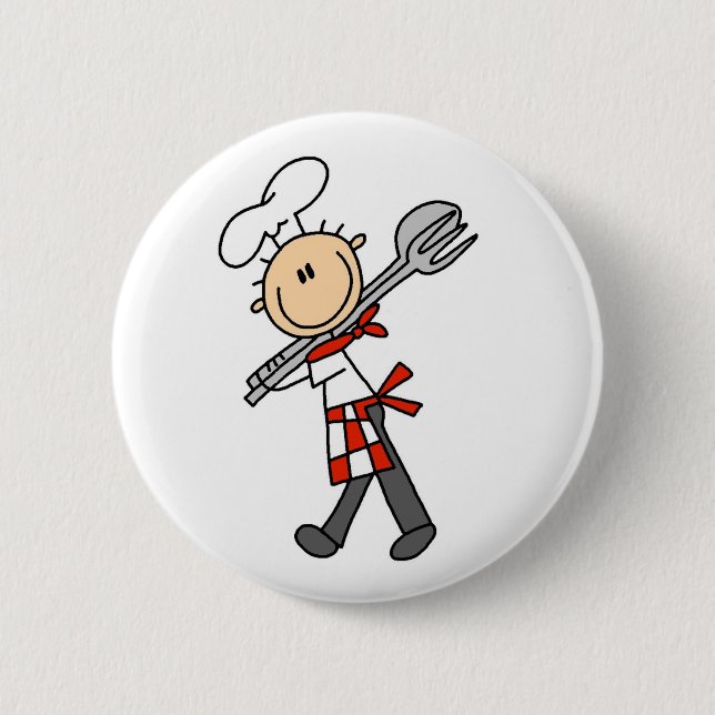 Koch Mit Salatzange Button (Vorderseite)