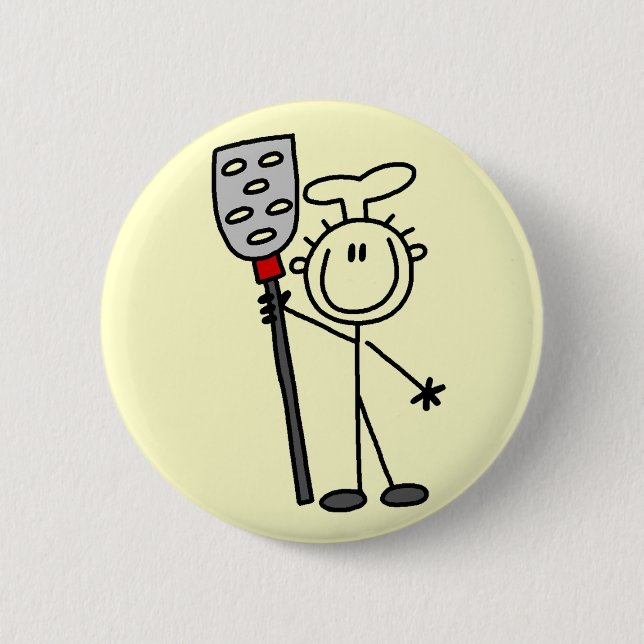 Koch mit Spachtel-T-Shirts und Geschenken Button (Vorderseite)