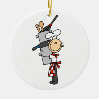 Koch mit Töpfen und Pfannen Keramik Ornament