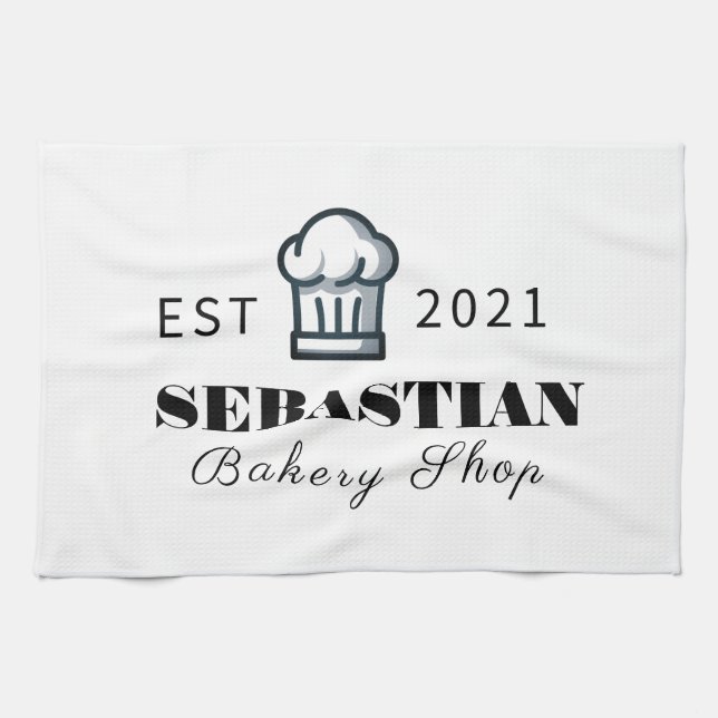 Koch Name Bakery Shop Logo Geschirrtuch (Horizontal)