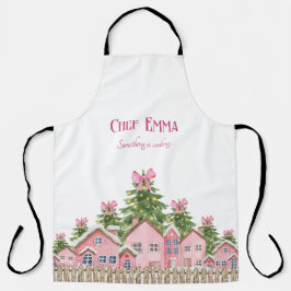 Koch (Name) Pink Village Bow Tree Weihnachtszeit S Schürze