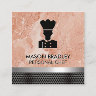 Koch orangefarbener Marmor Metallische Trimm Quadratische Visitenkarte