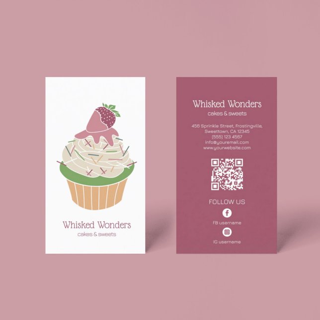Koch QR für Backwaren Visitenkarte (Cupcake Bakery Pastry Chef QR Code Business Card)