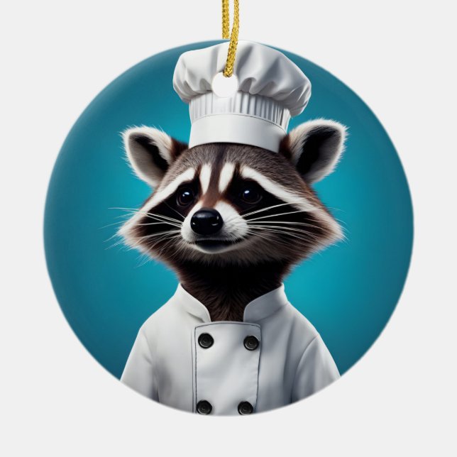 Koch Raccoon Keramik Ornament (Vorne)