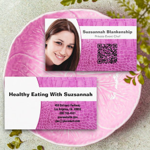 Koch Rosa Ledertextur Benutzerdefiniertes Foto QR- Visitenkarte