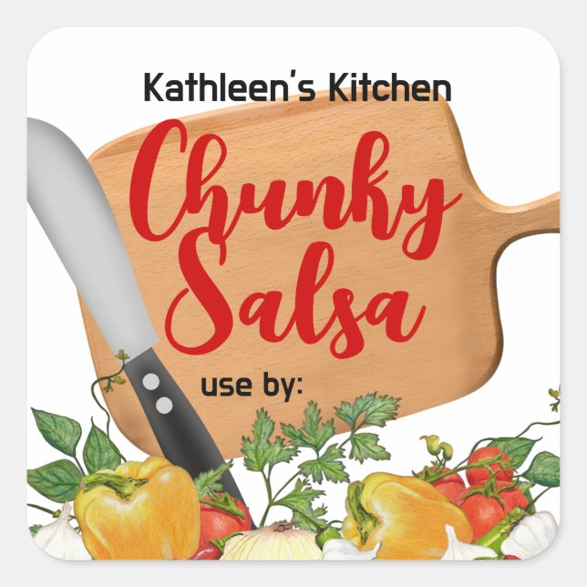 Koch schneiden Messergemüse Geschenketikett Quadratischer Aufkleber (Vorderseite)