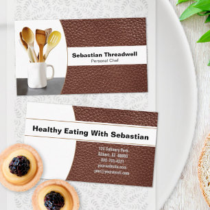 Koch Spoons Brown Leather Custom Foto Visitenkarte