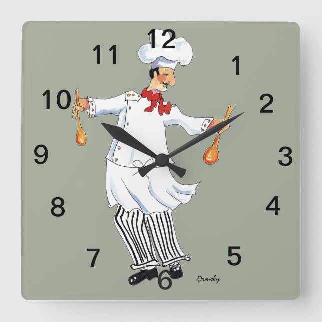 Koch-Uhr Quadratische Wanduhr (Vorderseite)