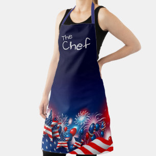 Koch US Flagge und Feuerwerk Schürze