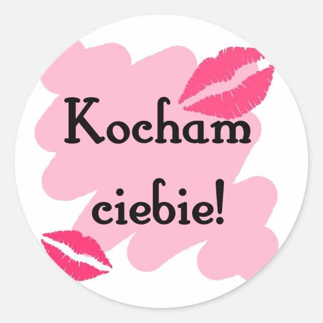 Kocham ciebie - Polnisch I Liebe Sie Runder Aufkleber (Vorderseite)