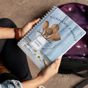 Kochbuch Aquarellrezepte Utensils Wood Daisy Notizbuch