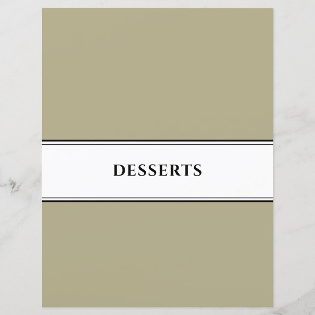 Kochbuch-Division | Desserts | Schwarz-weiße Stell (Vorderseite)