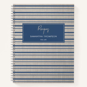 Kochbuch mit benutzerdefiniertem Rezept Beige Lein Notizbuch