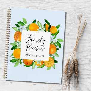 Kochbuch mit Familienrezepten für Orangenfrüchte u Notizbuch