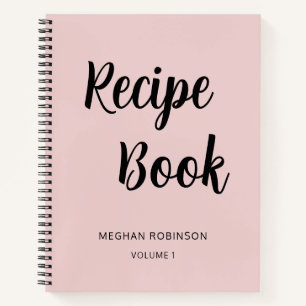 Kochbuch Rezept Blush Pink Girly Monogram Notebook Notizbuch